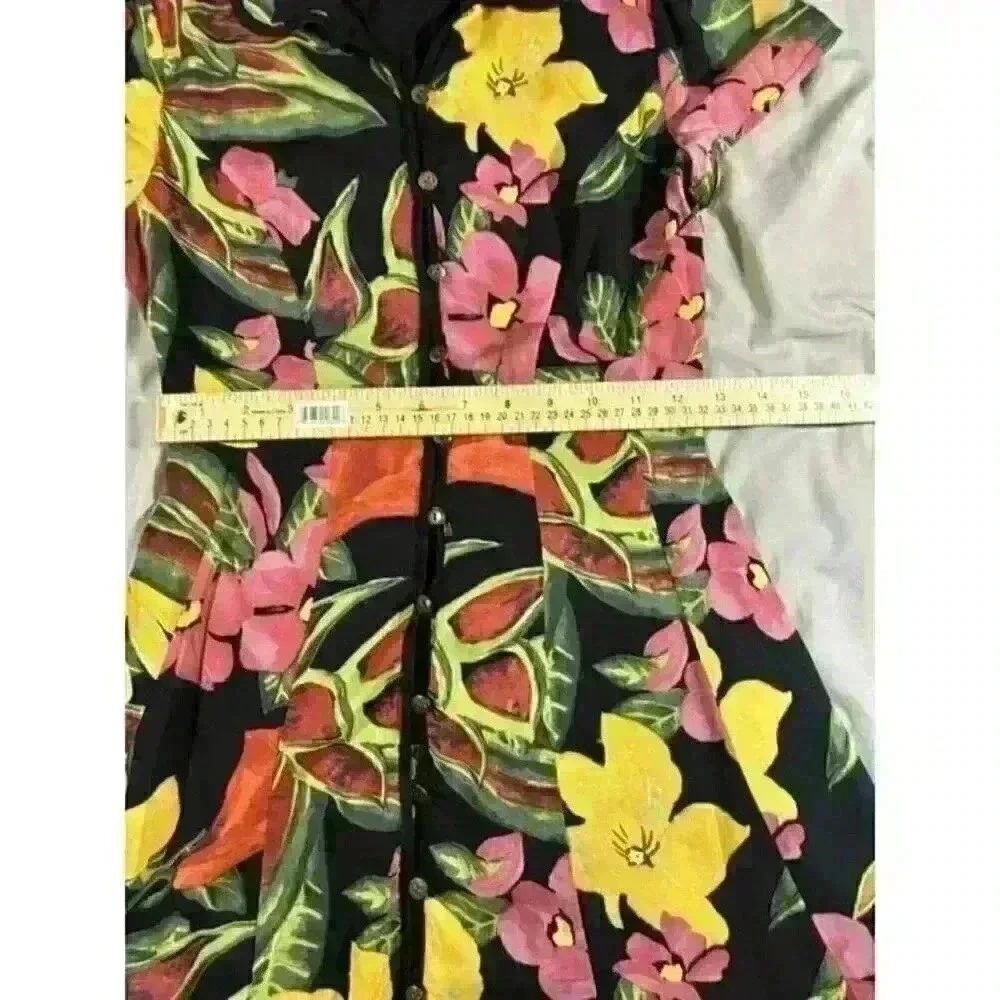 Urban Outfitters Black Floral Button Romantic Croquet Mini Dress Women's Size XS - Picture 4 of 7